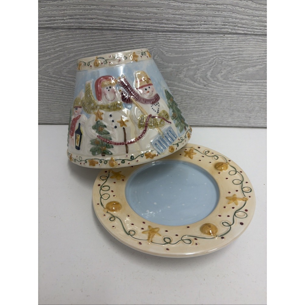 Yankee Candle Snowman Family Shade & Matching Plate Set Christmas